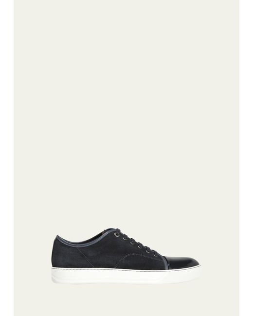 Lanvin Patent Leather/Suede Low-Top Sneakers