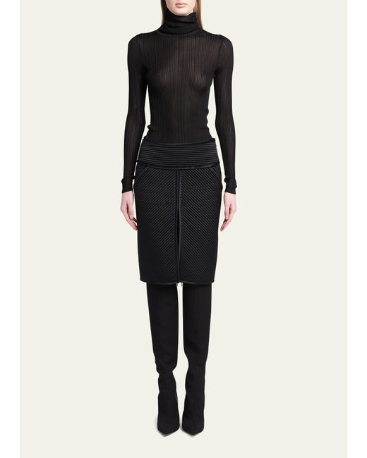 Tom Ford Pinstripe Quilted Satin Pencil Skirt