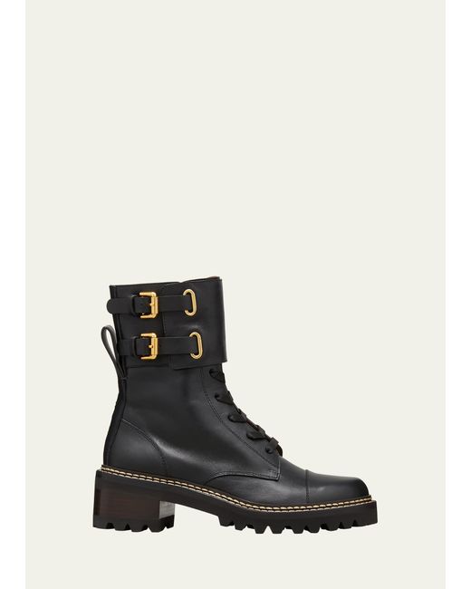 See by Chloé Mallory Buckle-Cuff Moto Combat Booties