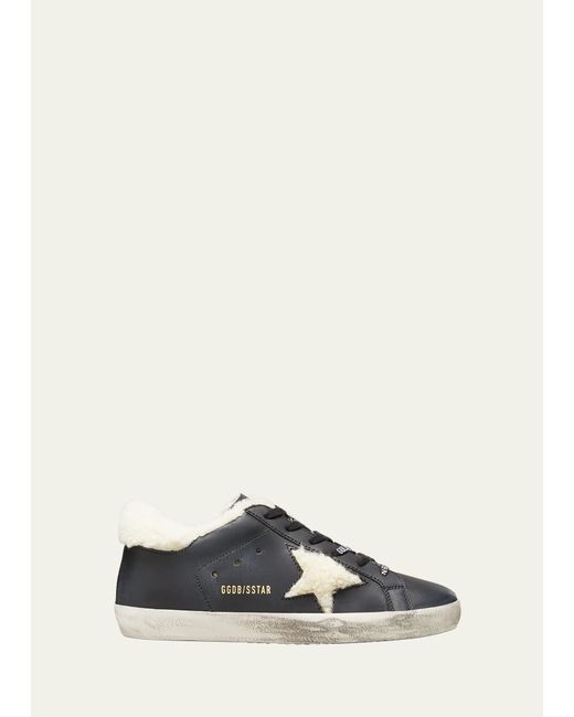 Golden Goose Superstar Shearling/Leather Low-Top Sneakers