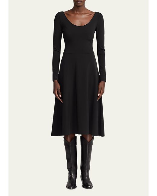 Ralph Lauren Collection Long-Sleeve Scoop-Neck Midi Dress