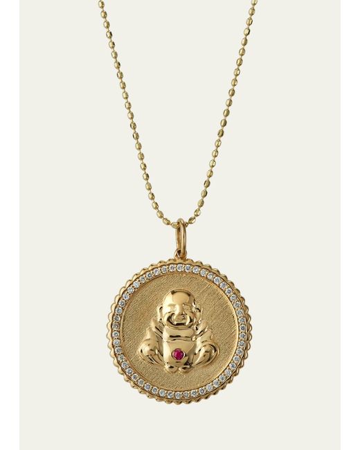 Sydney Evan 14k Buddha Coin Pendant Necklace with Diamonds