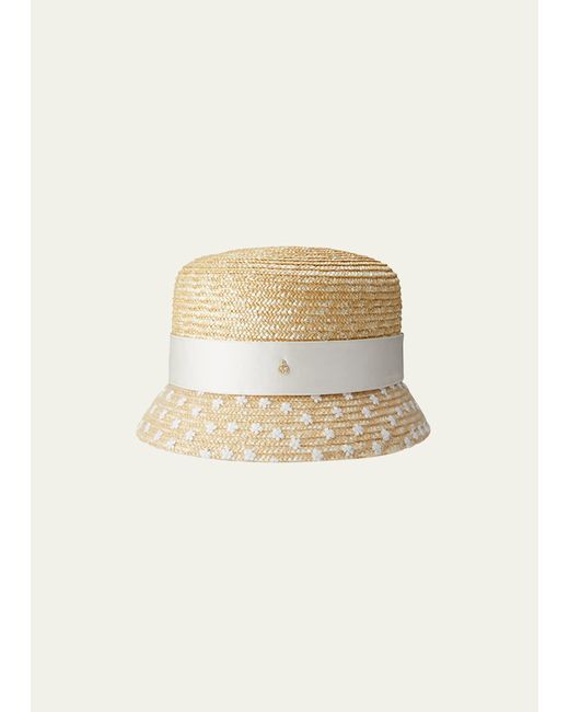 Maison Michel Kendall Mini Bridal Straw Bucket Hat