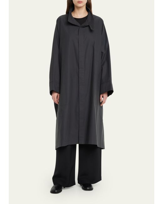 eskandar Extra Wide Sloped Shoulder Raincoat With Tabs 34 Length