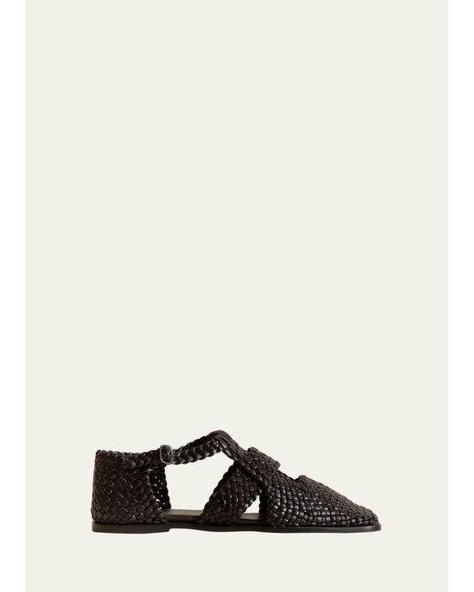Hereu Serra Woven Leather Ankle-Strap Loafers