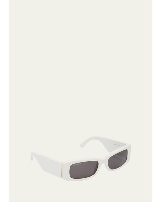 Balenciaga Maxi Logo Recycled Acetate Rectangle Sunglasses