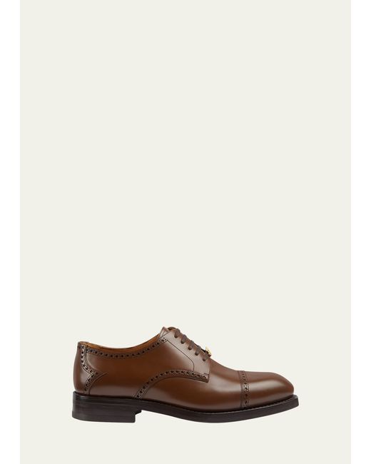 Gucci Rooster Brogue Leather Derby Shoes