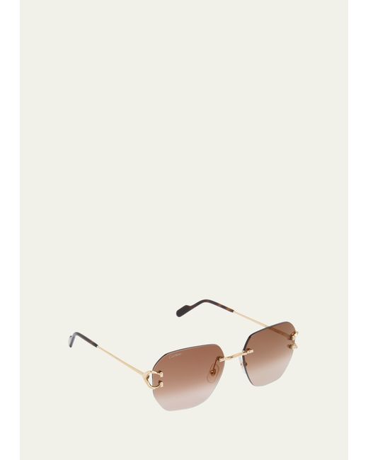 Cartier Signature Rimless Square Metal Sunglasses