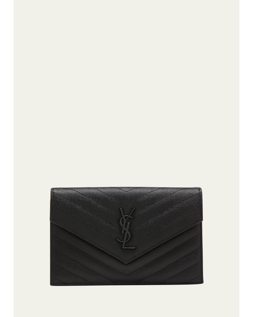 Saint Laurent YSL Small Envelope Leather Wallet on Chain