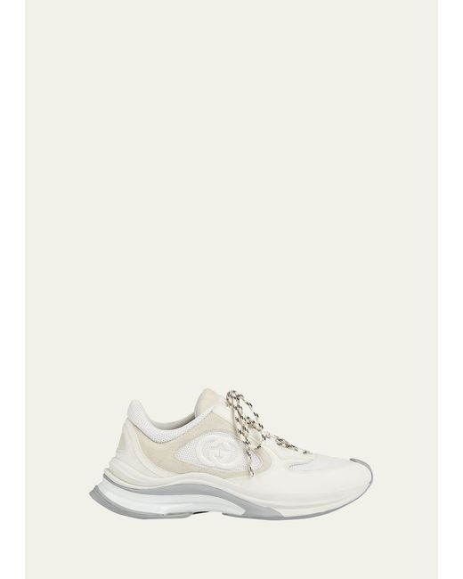 Gucci Run Premium Mesh and Suede GG Runner Sneakers