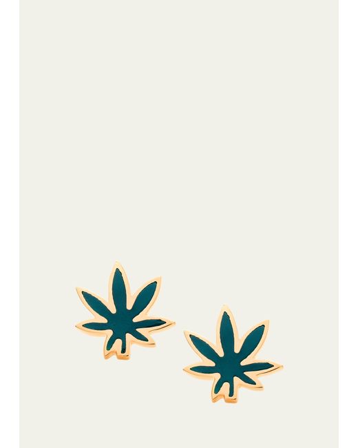Established Jewelry Cannabis Leaf Stud Earrings with Enamel