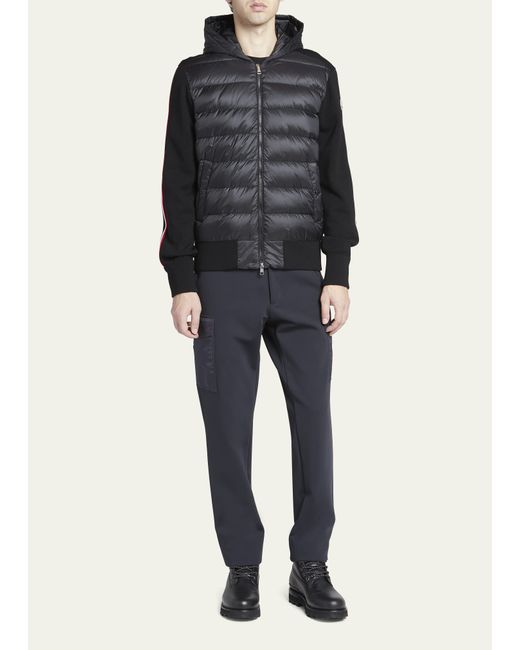 Moncler Puffer Body Knit-Sleeve Hooded Jacket