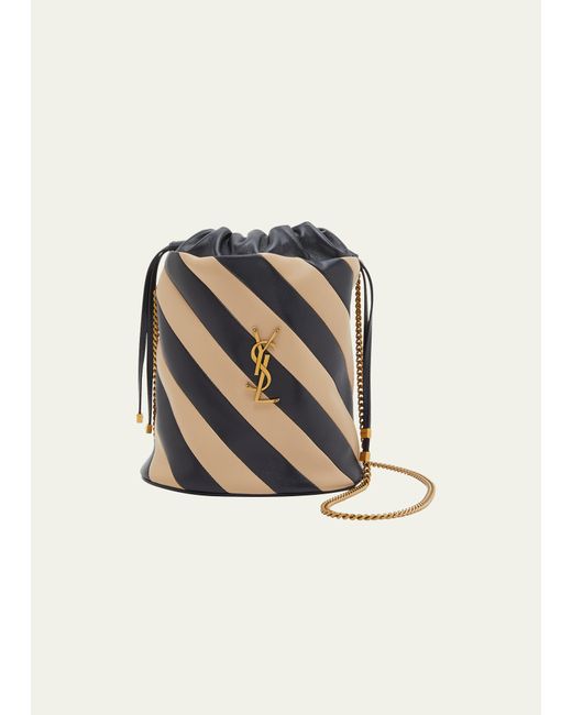 Saint Laurent Alix Bicolor Stripe Leather Bucket Bag