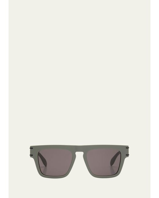 Alexander McQueen Wide Rectangle Acetate Sunglasses with Logo