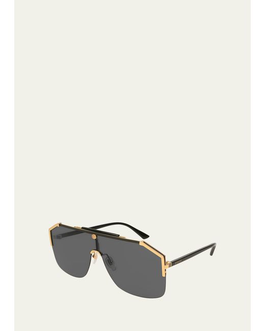Gucci Geometric Metal Shield Sunglasses
