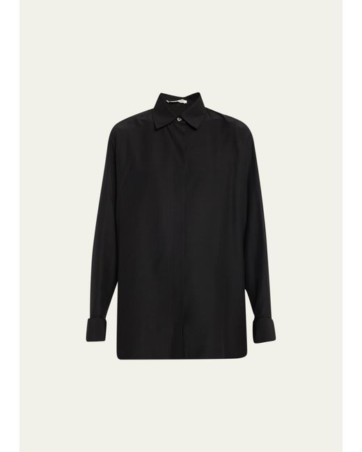 The Row Sisella Wool-Blend Button-Front Shirt