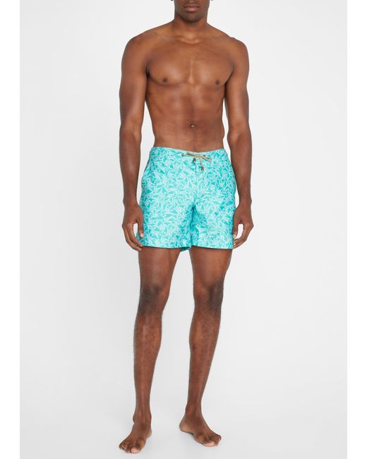 Thorsun Geo Fish-Print Swim Shorts