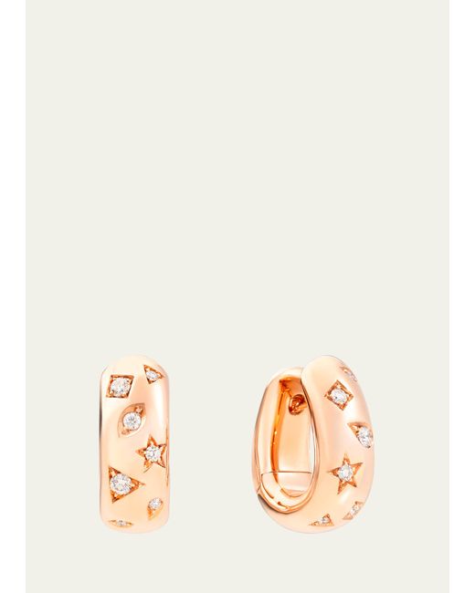 Pomellato 18K Rose Gold Iconica Snap Hoop Earrings with Diamonds