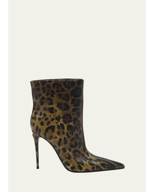 Dolce & Gabbana Lollo Leopard Stiletto Ankle Booties