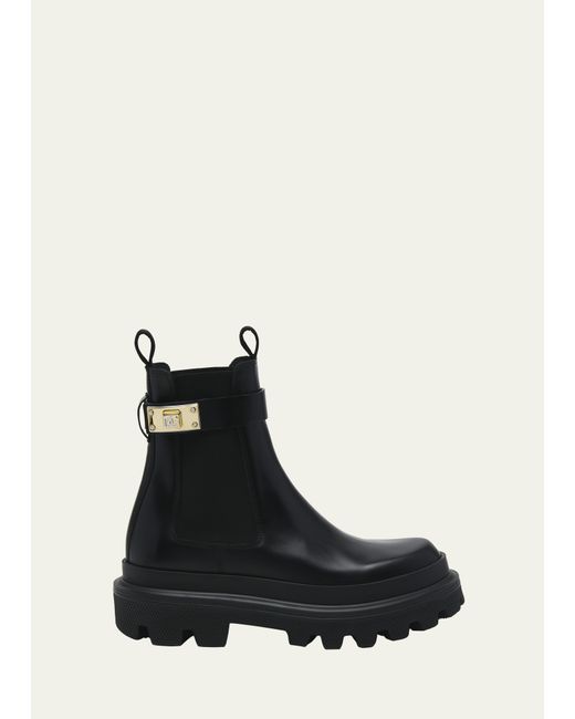 Dolce & Gabbana Calfskin Leather Ankle Boots