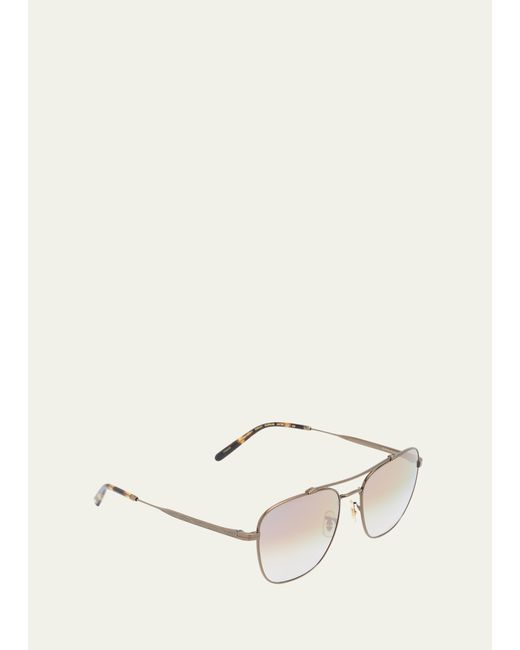 Oliver Peoples Double-Bridge Titanium Square Sunglasses