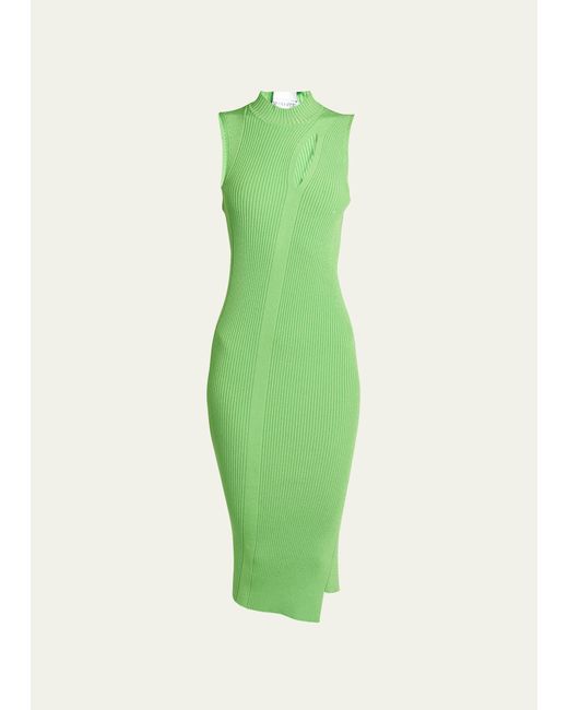 Versace Ribbed Knit Midi Dress with Front Cutout
