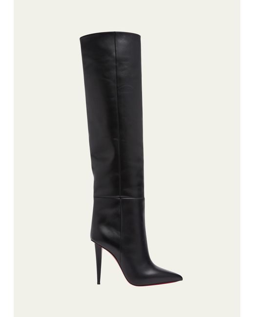 Christian Louboutin Astrilarge Botta Red Sole Two-Tone Leather Knee-High Boots