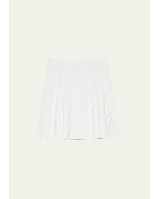 Theory Cotton-Blend Piqué Pleated Mini Skirt