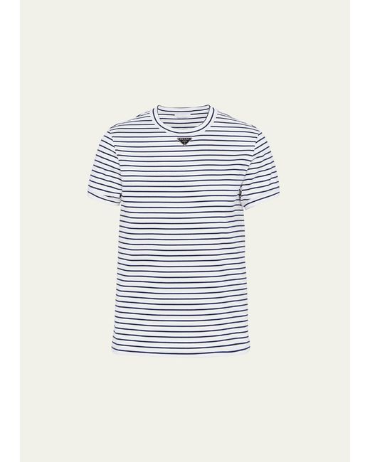 Prada Striped Jersey Logo T-Shirt