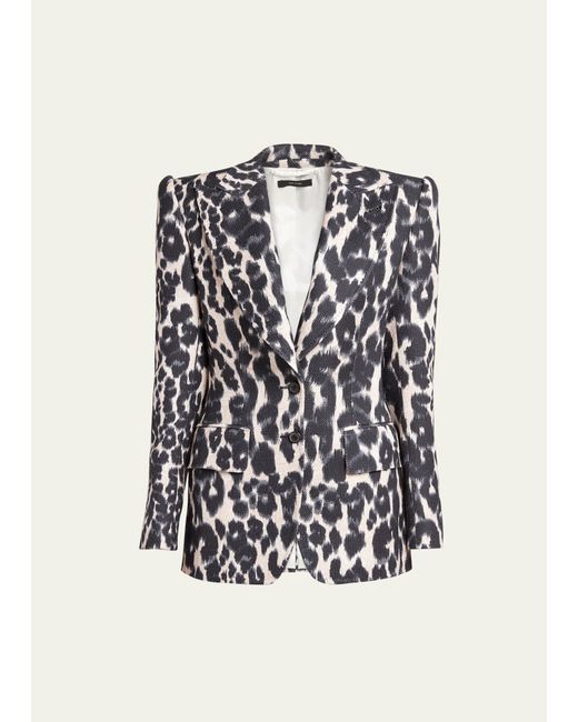 Tom Ford Leopard Print Sculpted Blazer Jacket