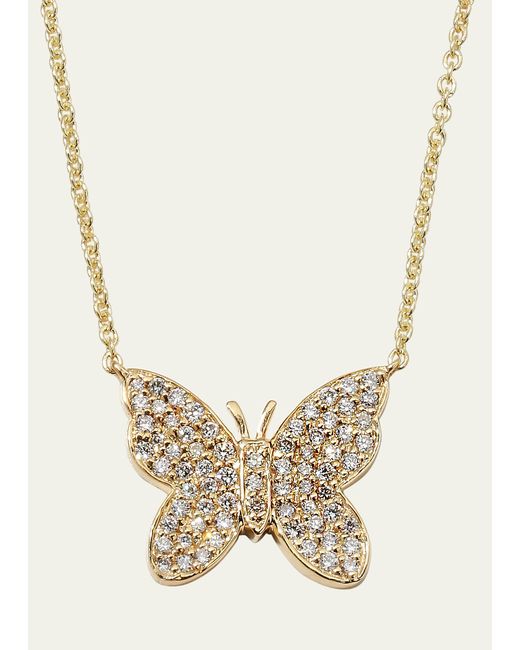 Sydney Evan Pave Diamond Butterfly Pendant Necklace