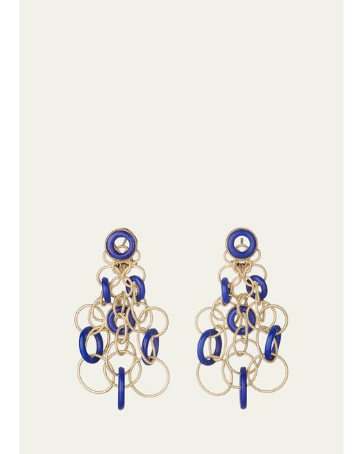 Buccellati Hawaii 18K Gold Pendant Earrings with Lapis Lazuli 5cm