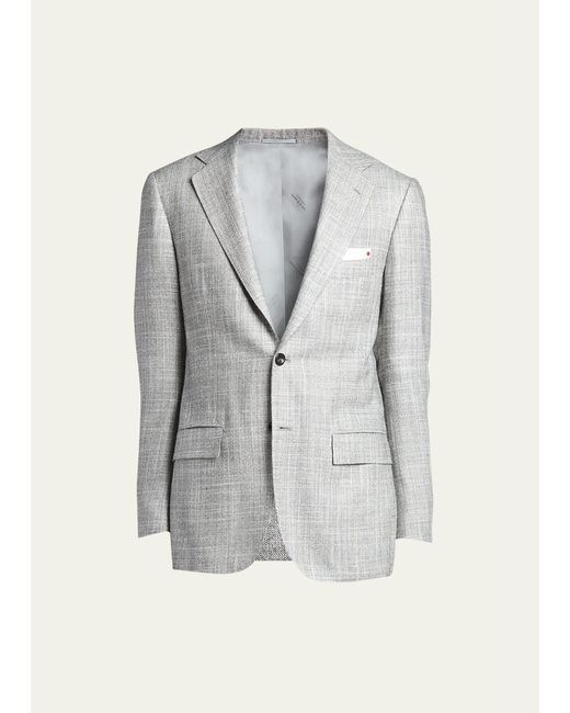 Kiton Textured Pinstripe Suit