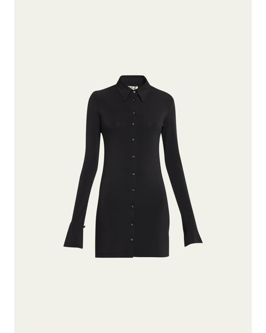 Eterne Sloane Point-Collar Mini Jersey Shirtdress