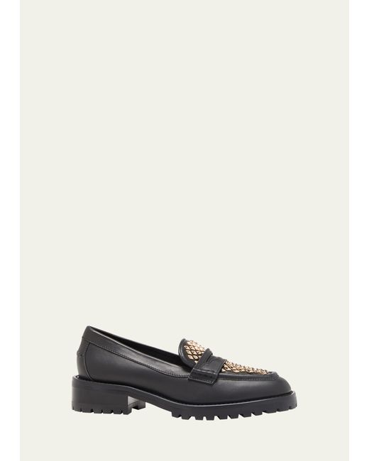 Jimmy Choo Deanna Leather Studded Penny Loafers
