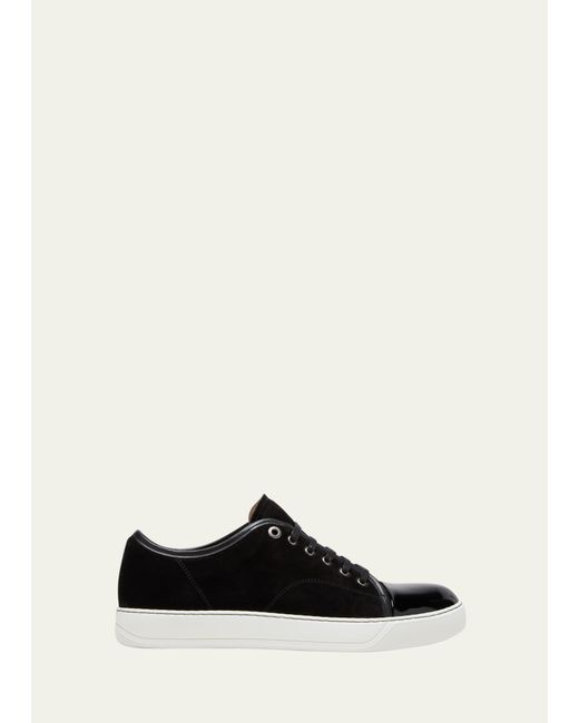 Lanvin Patent Leather/Suede Low-Top Sneakers