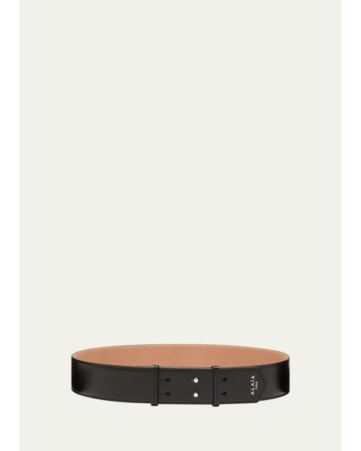 Alaïa Logo Detail Thin Leather Belt