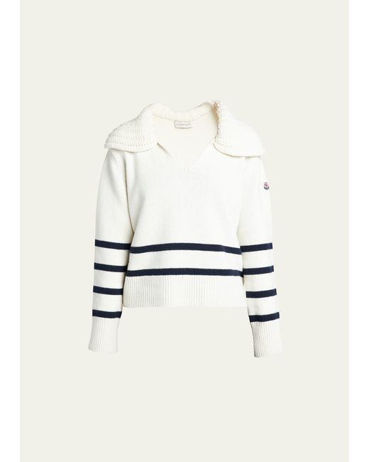 Moncler Cashmere-Blend Striped Polo Sweater