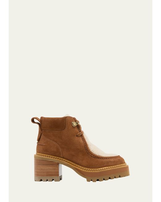 See by Chloé Capsule Shearling Lug-Sole Ankle Booties