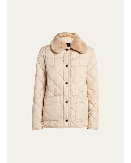 Moncler Cygne Quilted Jacket with Faux Fur Trim