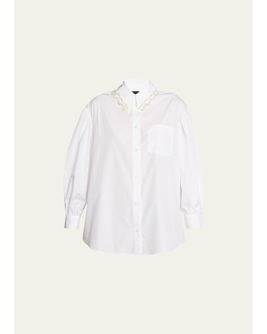 Simone Rocha Classic Puff-Sleeve Embellished Shirt
