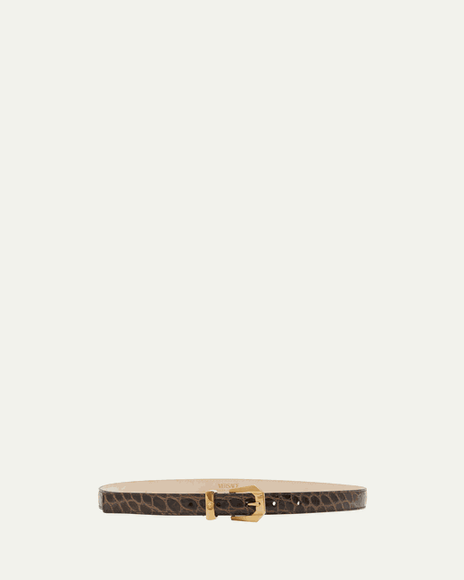 Versace H20 Croc-Embossed Leather Belt