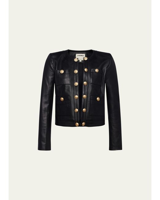 L'agence Jayde Collarless Leather Jacket