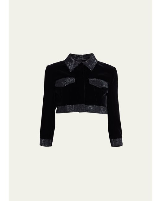 Giorgio Armani Velvet Crop Jacket with Crystal Detail
