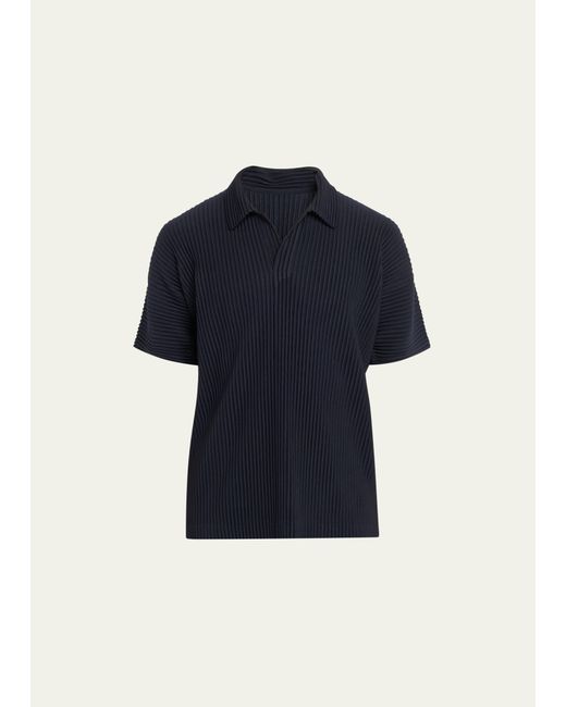 Homme Pliss Issey Miyake Pleated Polyester Basic Polo Shirt