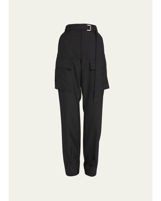 Sacai Belted Wool Cargo Trousers