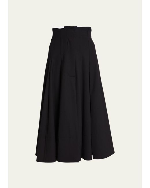 Proenza Schouler Pleated Wool Stretch Suiting Midi Skirt