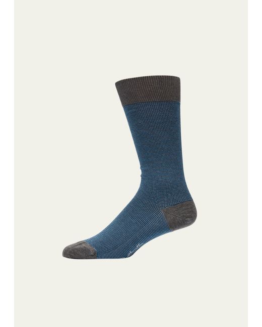 Pantherella Mid-Calf Birdseye Ankle Socks Black