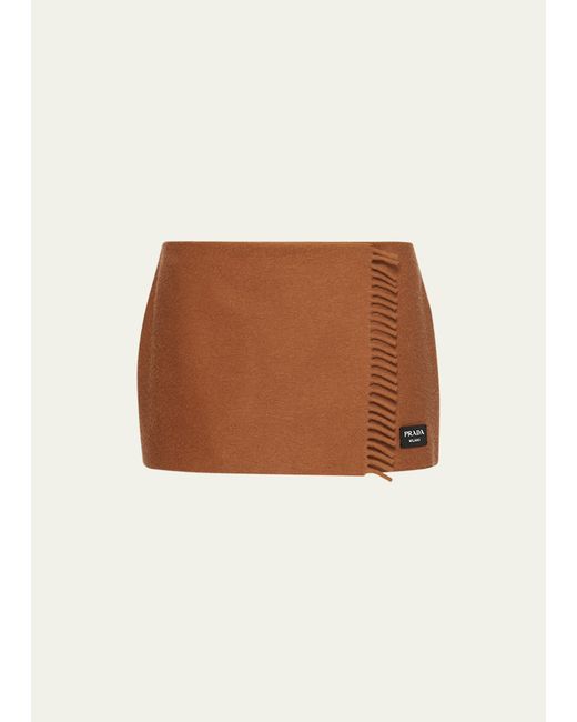 Prada Fringe Cashmere Scarf Mini Skirt