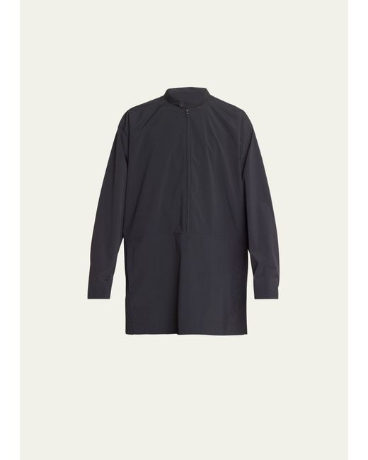 Homme Pliss Issey Miyake Packable Half-Zip Shirt with Band Collar
